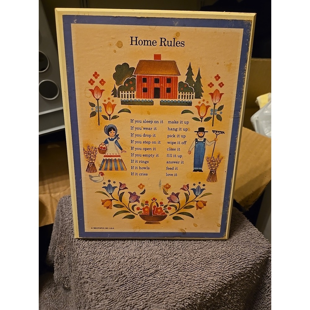 Stapco "Home Rules" plaque